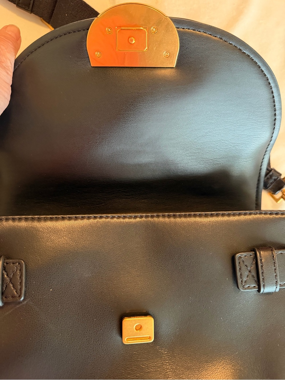 Donna Karan Black Leather Top-Handle Shoulder Bag, Gold Hardware, detachable str - Picture 7 of 11